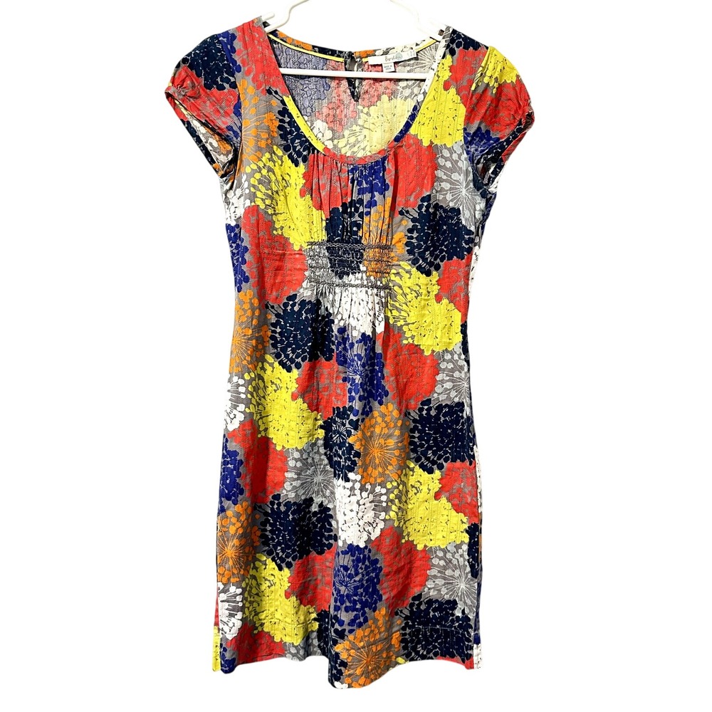 Boden Women's Short Sleeve Bright Floral Colorful Summer Shift Dress Size 6